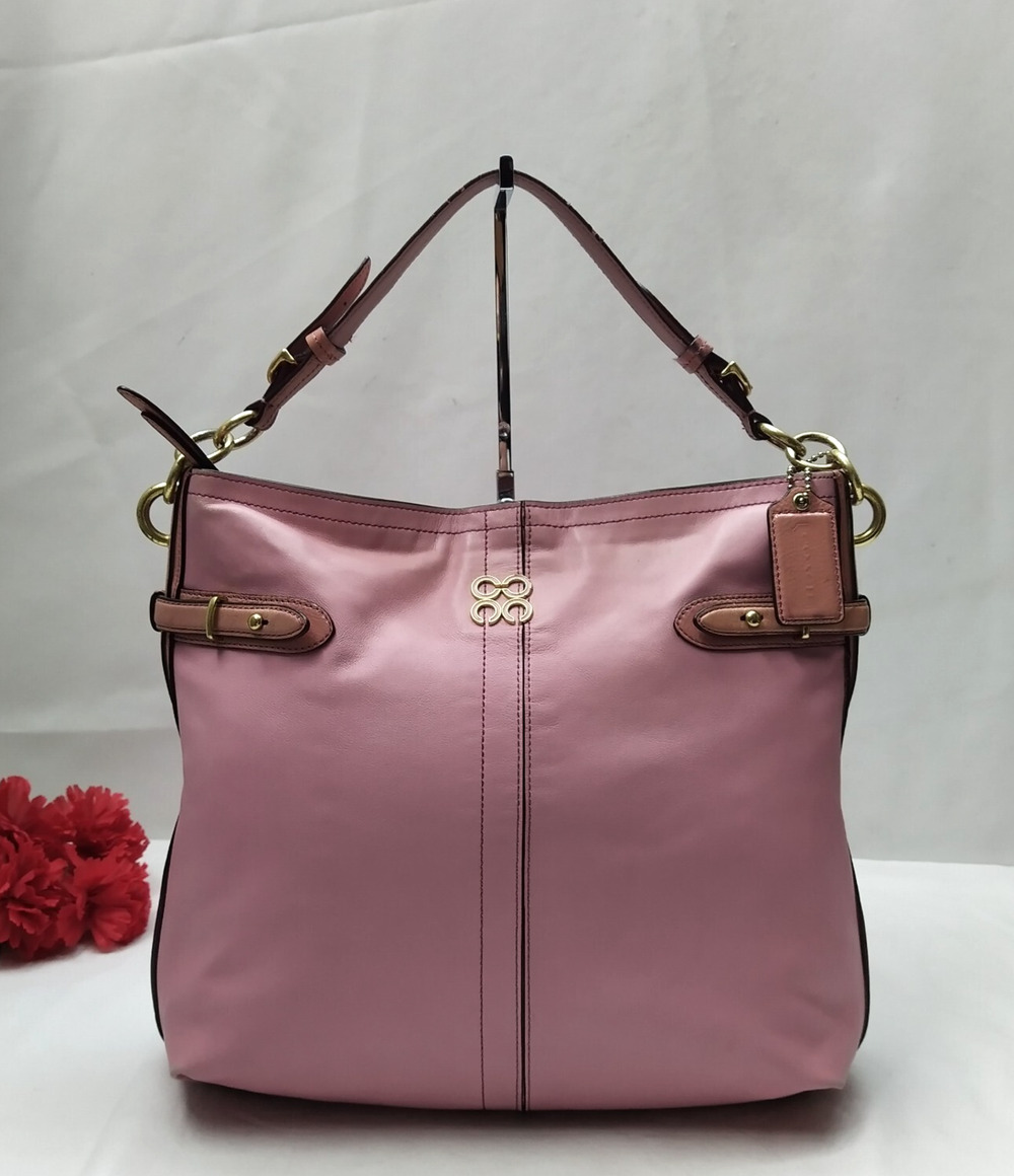 Coach Pink Leather Zipper Closure Hobo Shoulder Bag